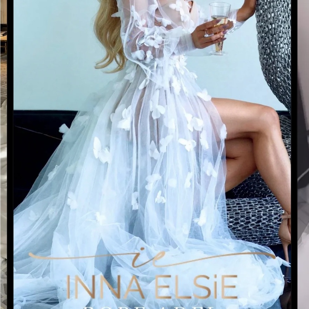 Inna Elsie butterfly pearl wedding robe
